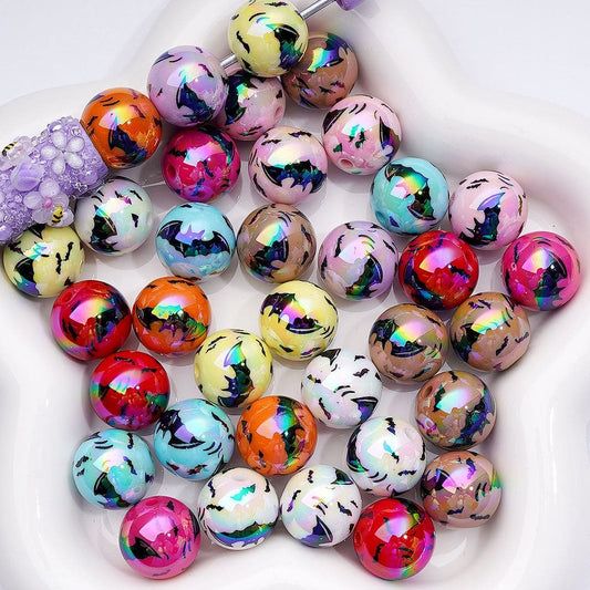 Halloween Bat Design in Solid Colors 16MM UV Coated Random Mix Acrylic Beads