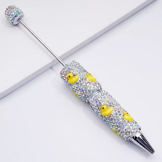 Adorable Yellow Duckling Clay Pens with AB Rhinestones
