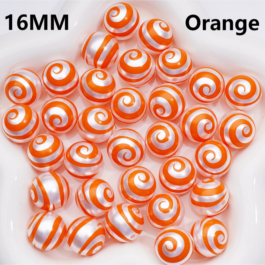 Shiny Silver Multi-Color Swirl Lolipop Round Stripes Acrylic Beads, 16MM