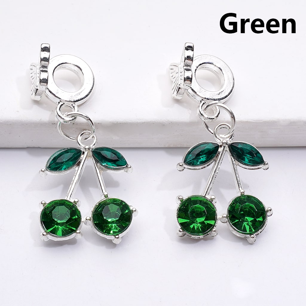 Dangle Butterfly & Crescent Moon Charms Silver Alloy Bail Beads Rhinestone Pendant Jewelry