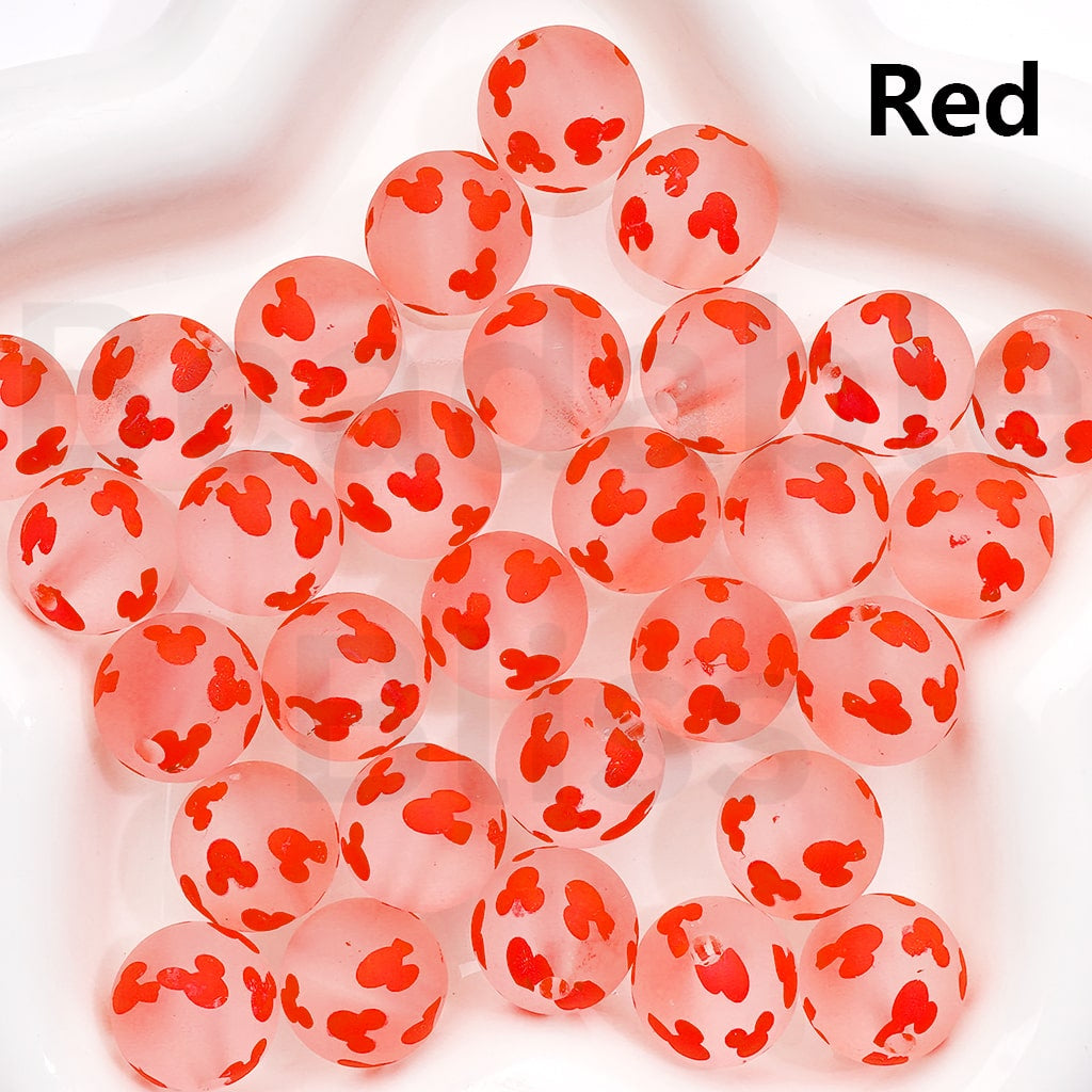 Micke Mous Head Frosted Round Design Multicolor Print Acrylic Beads 16MM (Single Color is available for 200pcs(Whole Bag))