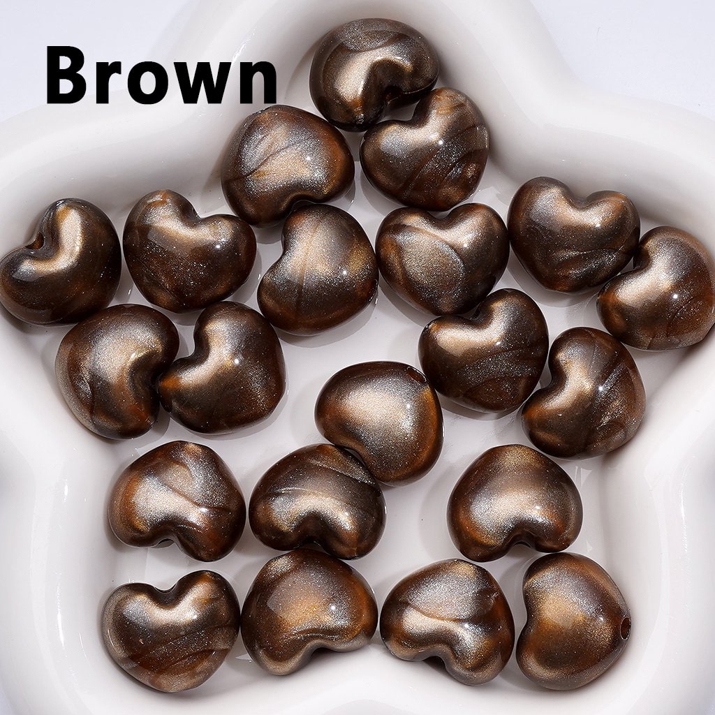 Glossy Multi-Color Heart Acrylic Beads – Vibrant Glitter Finish, Approx. 22 x 18MM