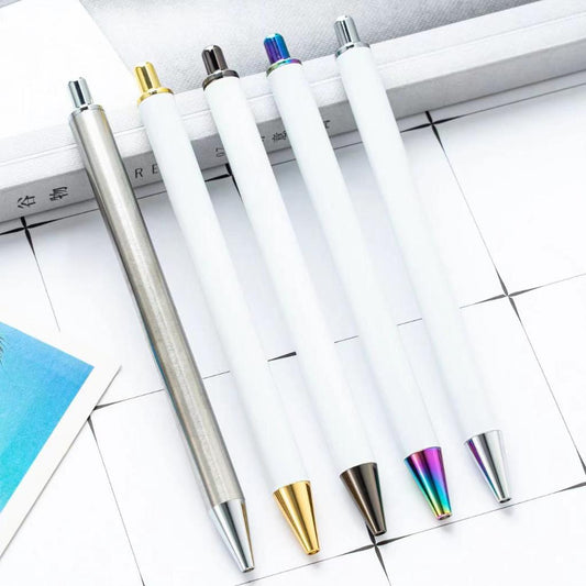 Pen Blanks White DIY Pens for Sublimation Pens for Pen Wraps, Metal Ballpoint Pens in Gold, Rose Gold and Silver Colors, Random Mix