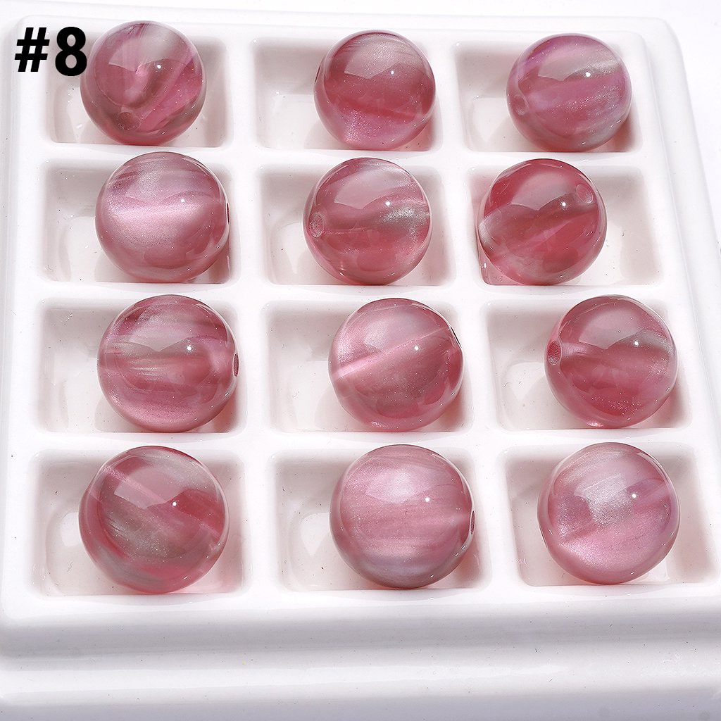 Cat Eye Acrylic Beads – 16MM Round Multicolor Laser Effect for Jewelry & Craft Projects