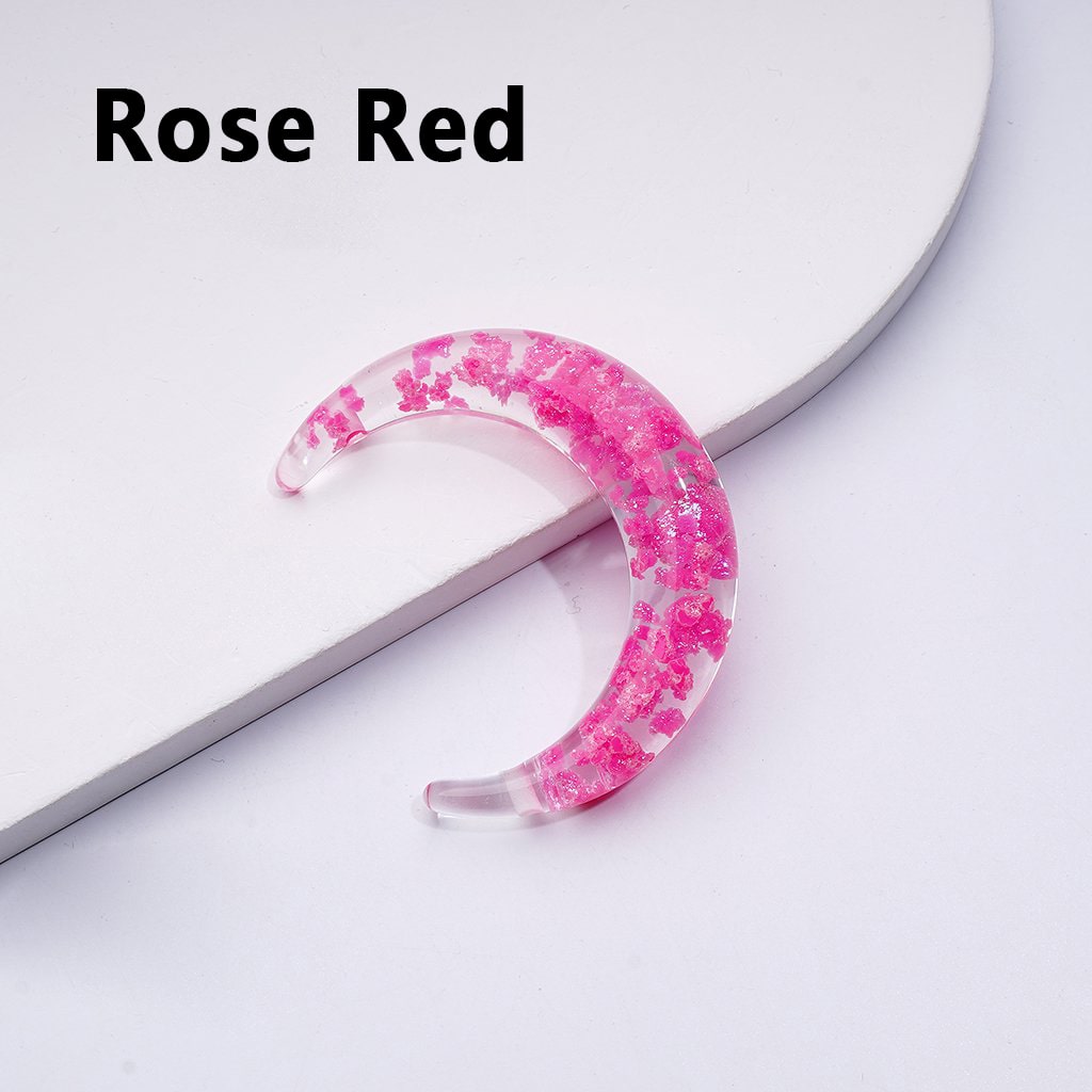 Luminous Cute Glitter Multi-Color Clouds Inside Clear Crescent Moon Acrylic Beads, Around 46MM