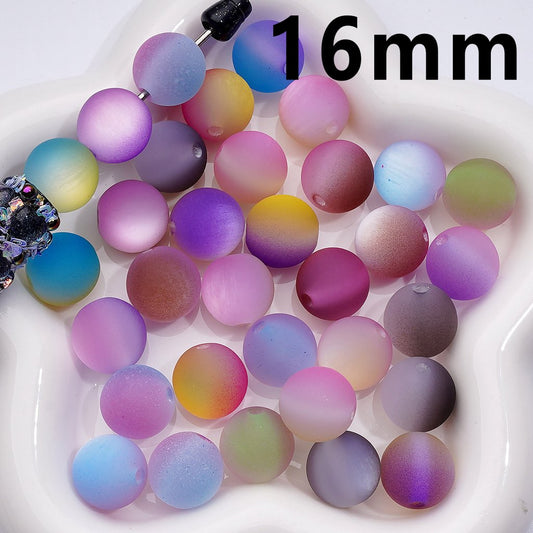Dual-Tone Cat Eye Acrylic Beads – Frosted Round Design, 16MM