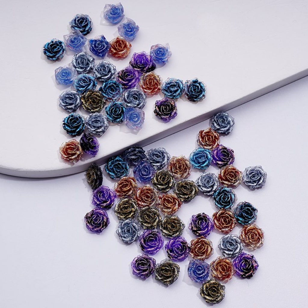 Dark Colorful Glitter Soft Gardenia Flower for Beads Jewelry Accessories Adding Rhinestones on the Pen
