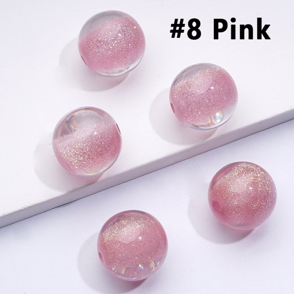Glitter Galaxy Bling Bling Half Sugar Core Colorful Round Acrylic Beads, 12MM