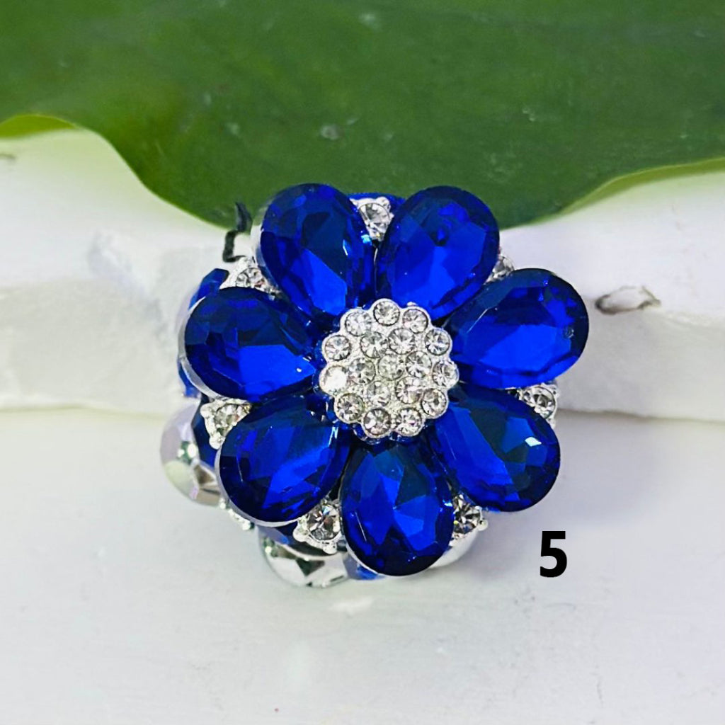 Clear and Colorful Rhinestones, Fancy Bling Bling Silver Alloy Flower with Oval Pearls and Clay Beads, 25mm