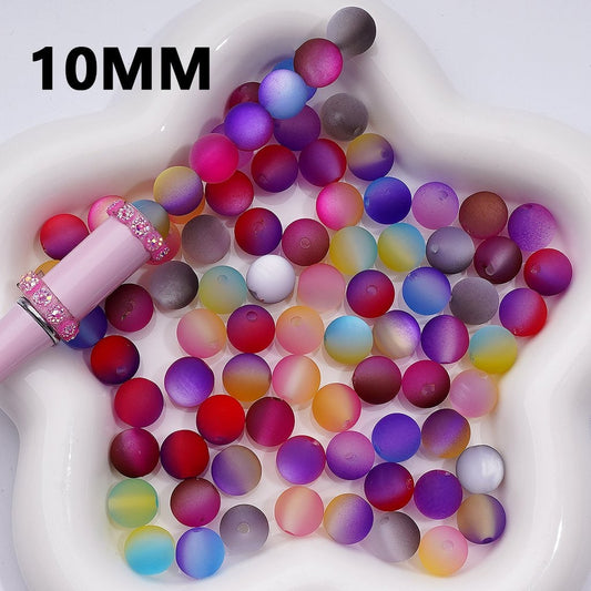 Frosted Double Color Cat Eye Design Round Acrylic Waist Beads for Jewelry Making 10MM Random Mix