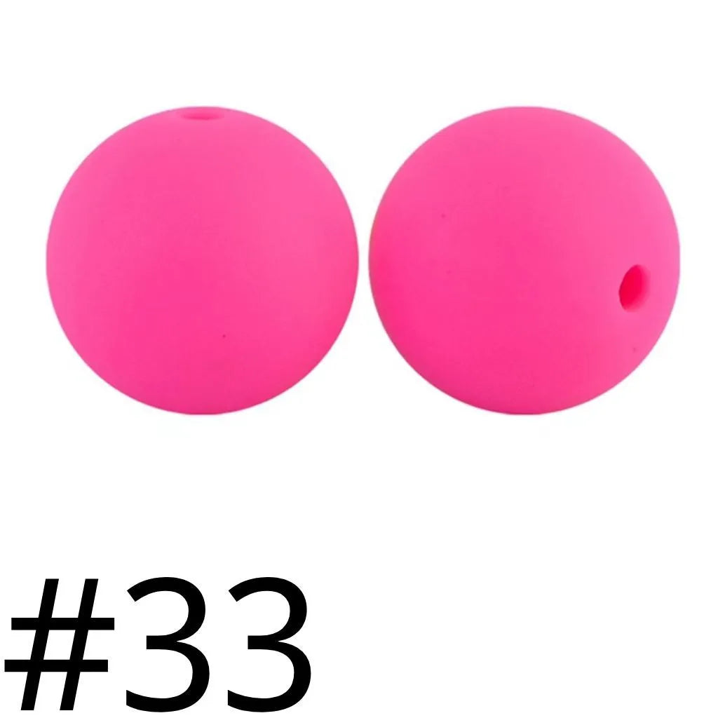 Solid Colored Silicone Beads 15 mm