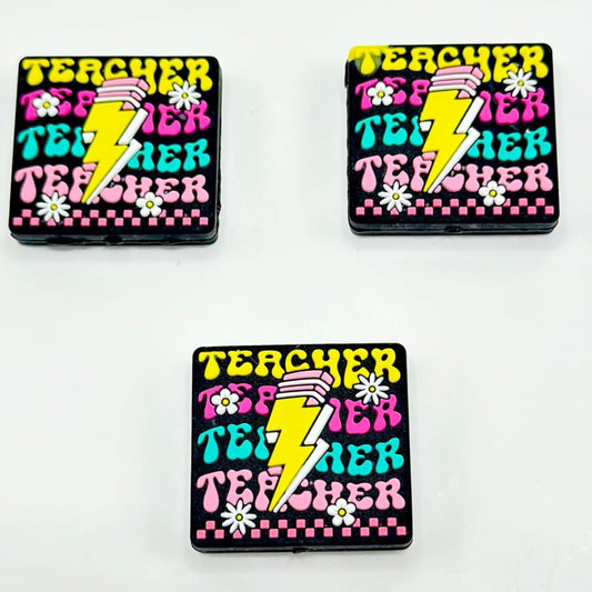Teacher Mini Colorful Cute Flower Lighting Yellow Pencil Silicone Focal Beads