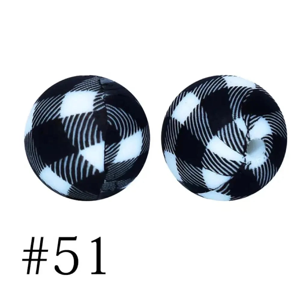Round Printed Silicone Beads 15 mm
