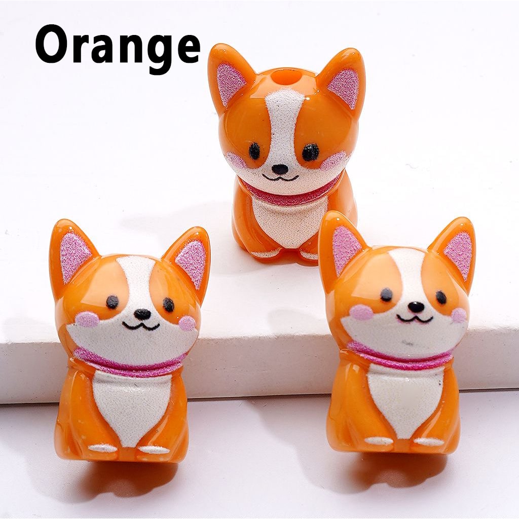 Adorable Solid Color Puppy Dog Acrylic Beads – 23x12MM Charm