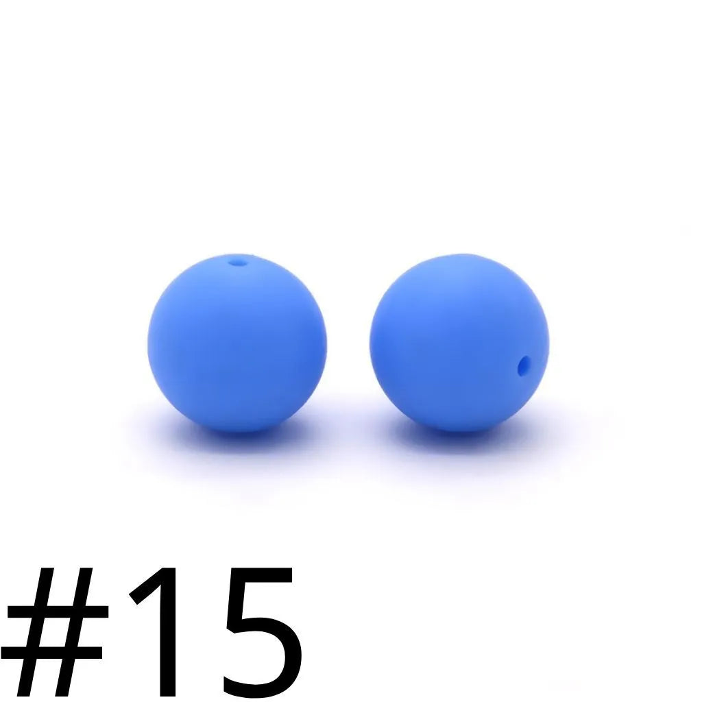 Solid Colored Silicone Beads 15 mm