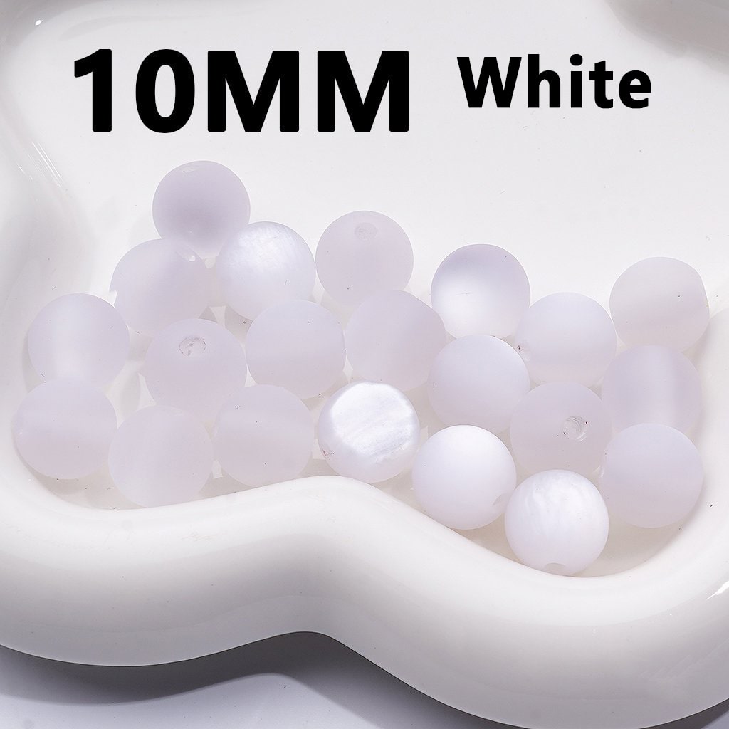 Frosted Matte Multi-Color Cat Eye Effect, Round Acrylic Waist Beads for Jewelry Making 10MM