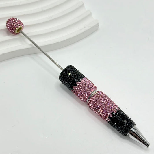 Black Pink Rhinestones Beadable Clay Pens Covered the Entire Pen