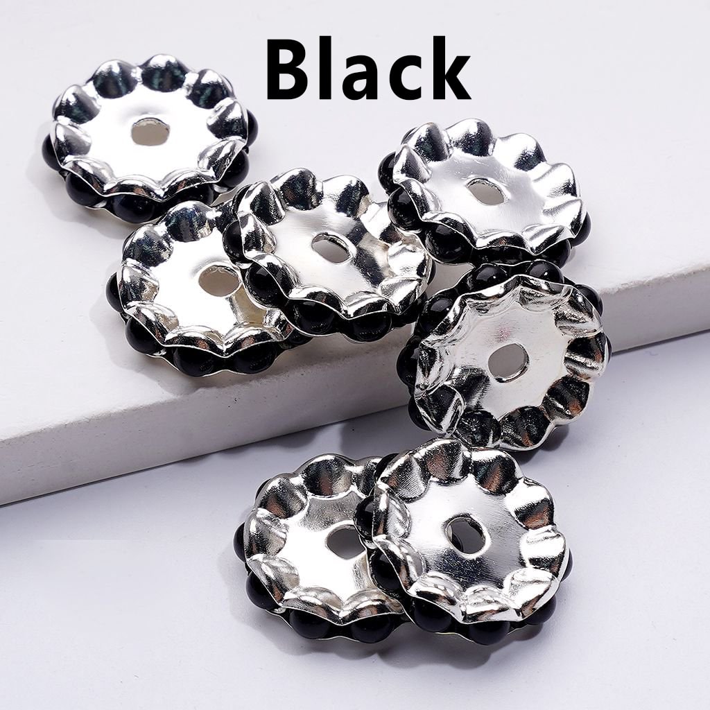 Wavy Silver Metal Spacer – Vibrant Multi-Color Pearls, 15MM