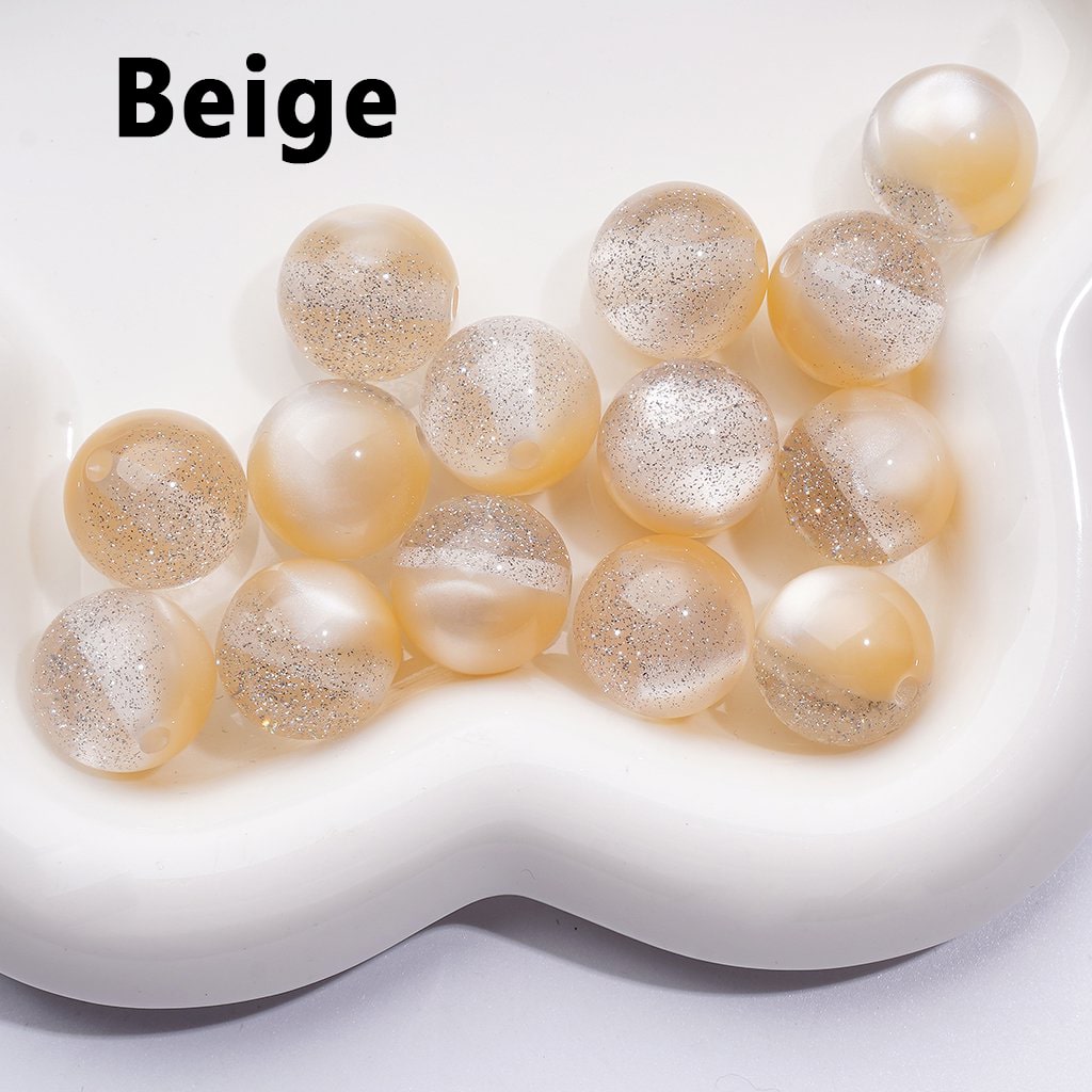 Multi-Color Cat Eye Style Acrylic Beads with Silver Glitter Inside, 16MM