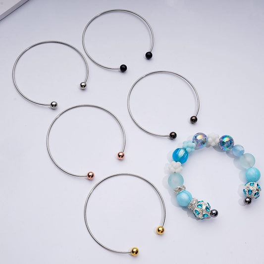 DIY Rose Gold & Gray Beadable Bracelet with Large Round Metal Beads – Custom Jewelry Making Supply