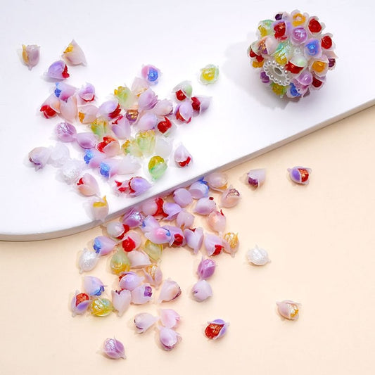 DIY Mini Cute Colorful Flowers Bright Tulips for Beads Jewelry Accessories, Random Mix