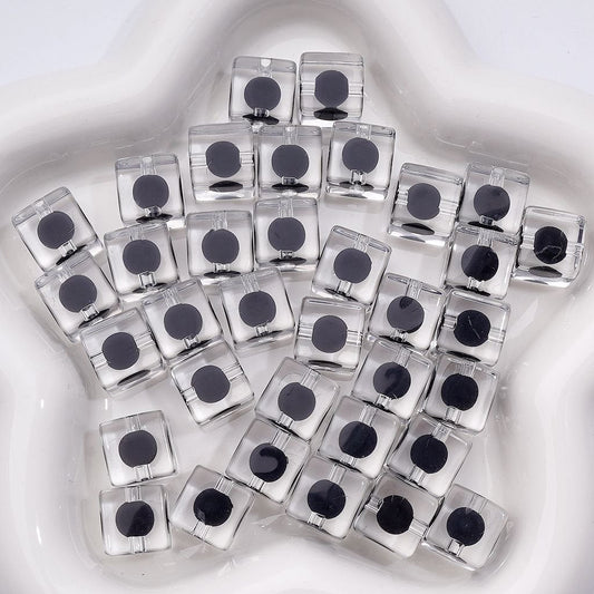 Double Color Clear-Black Cube Square Acrylic Beads, Around 12MM