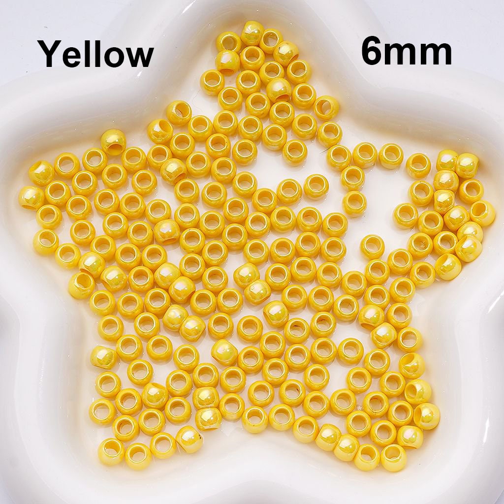UV Coating Mini Seed with Large Hole Round Acrylic Spacer Waist Beads for Jewelry Making 6MM Random Mix (Can be Used for Pen)