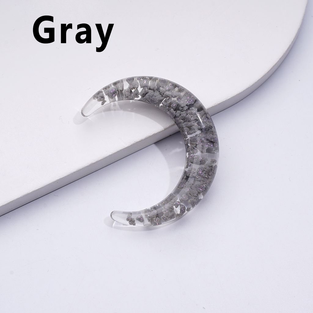 Luminous Cute Glitter Multi-Color Clouds Inside Clear Crescent Moon Acrylic Beads, Around 46MM