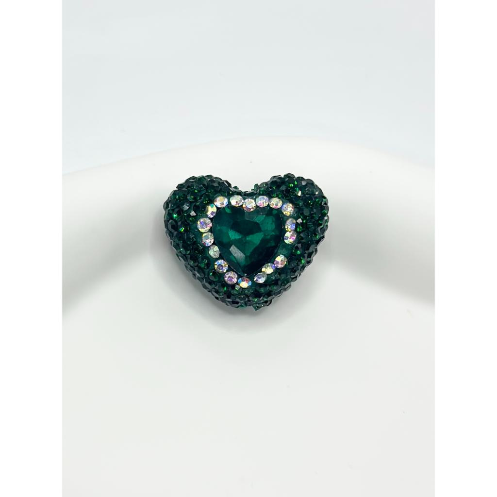 Sparkling Bling Bling Heart Clay Beads with Colorful Rhinestones, 20mm x 26mm