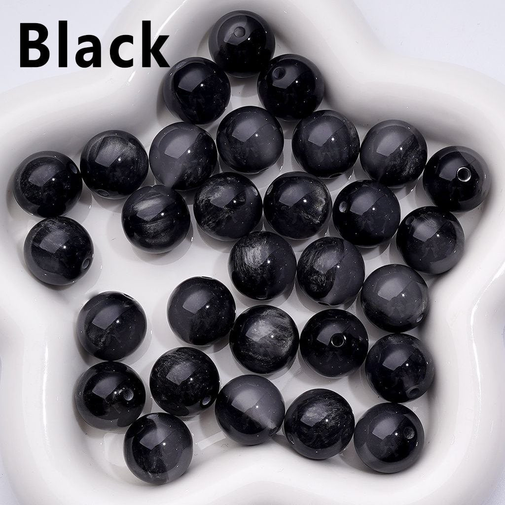 Vibrant Cat Eye Multi-Color Round Acrylic Beads with a Luminous Glow, 16MM