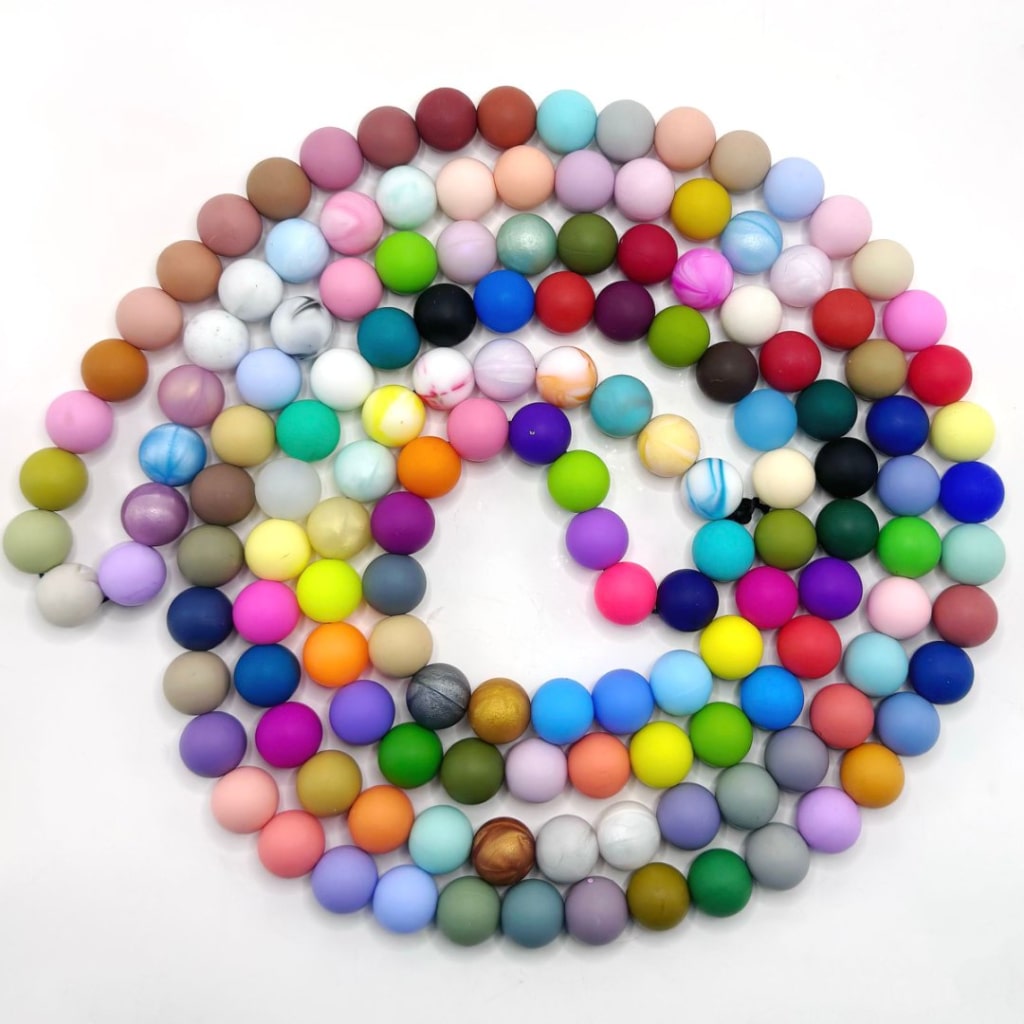Round Silicone Beads 15MM – Complete Set of Solid Colors, 1 Each - Please Read the Description