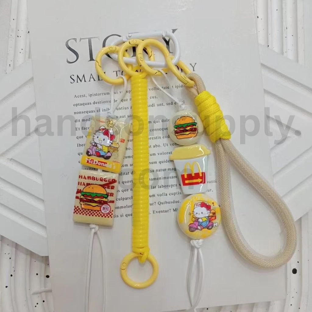 Cute McDonald's Fast Food Theme with Labubu & Hello Kitty Acrylic Beads Random Mix