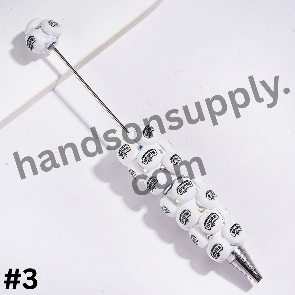 American Basketball Team Logo Design & Sparkling AB Rhinestone Beadable Clay Pens