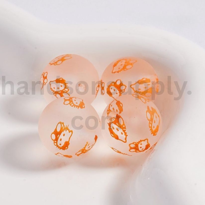 Luminous Frosted Matte Cute Cat Multi-Color Printed Acrylic Beads 16MM (Single Color is available for 200pcs(Whole Bag) Only)