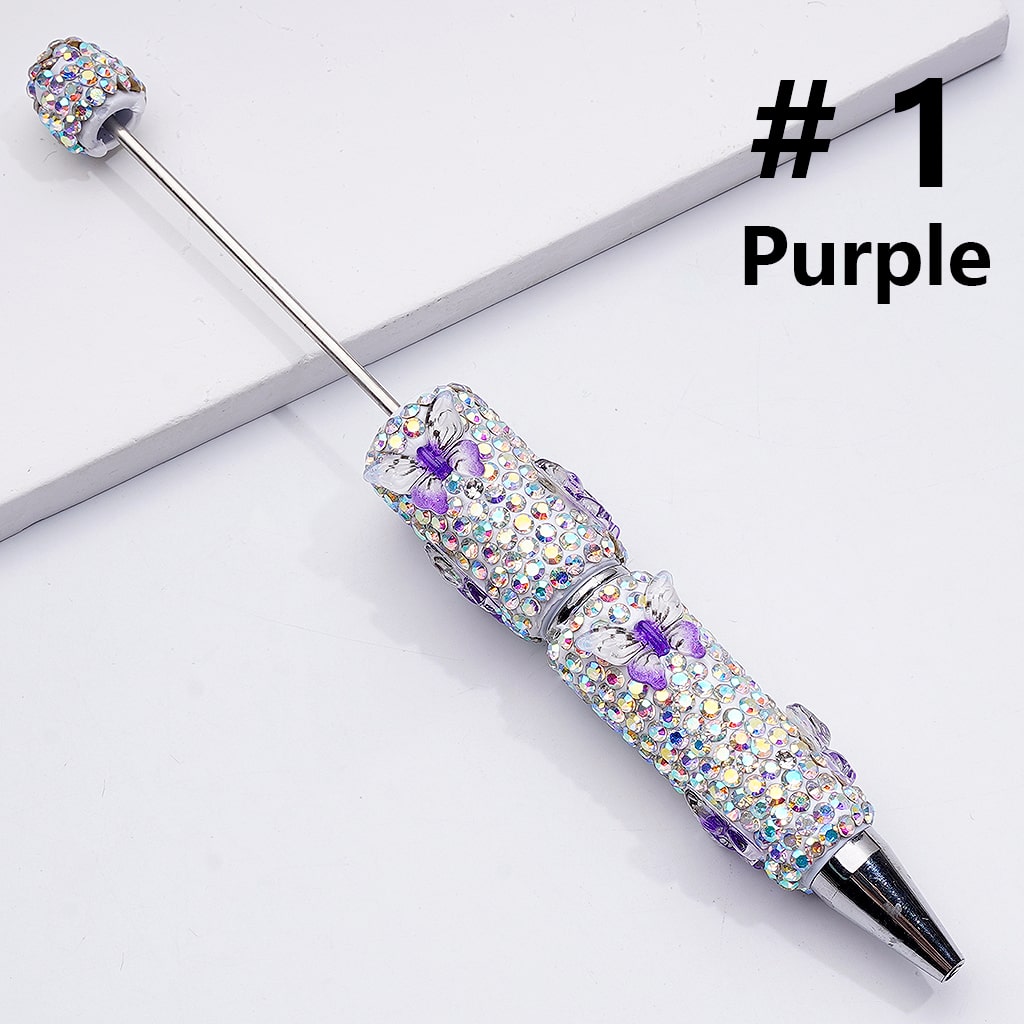 Black Rhinestones Double Color Butterfly Beadable Clay Pens