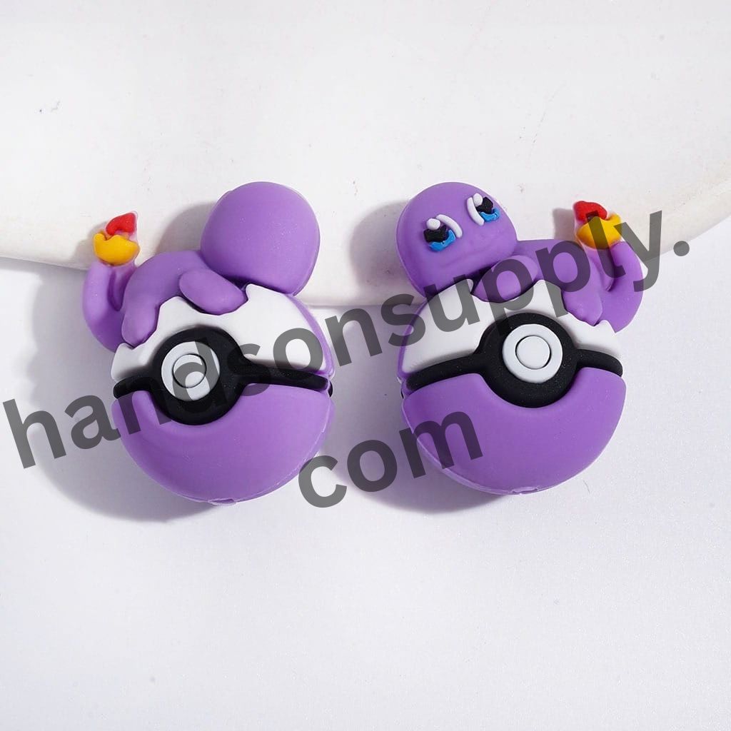 3D Adorable Fiery Dragon Character Resting on Magic Ball Silicone Focal Beads, 23*29MM, Multicolor
