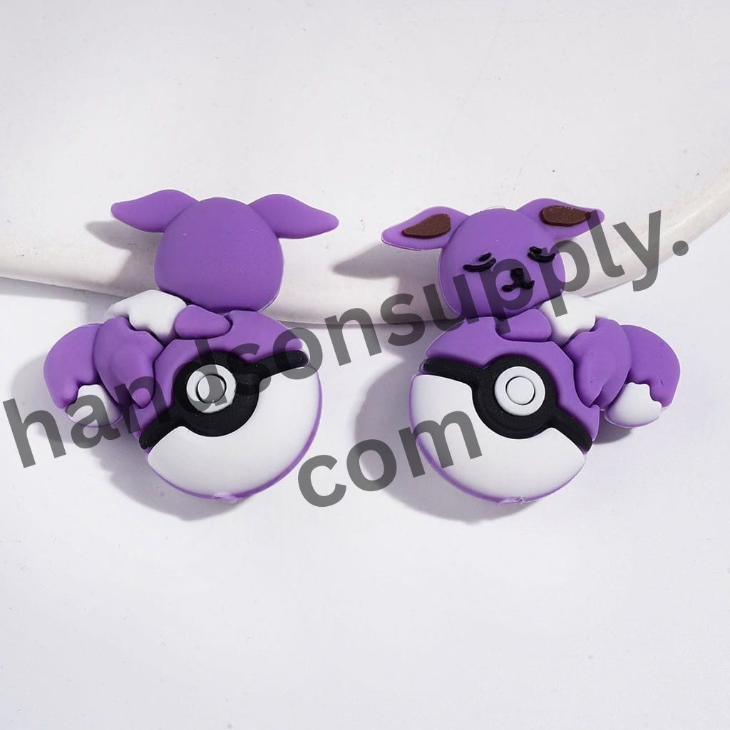 3D Cute Elf Character Resting on Magic Ball Silicone Focal Beads, 31*33MM, Multi-Color