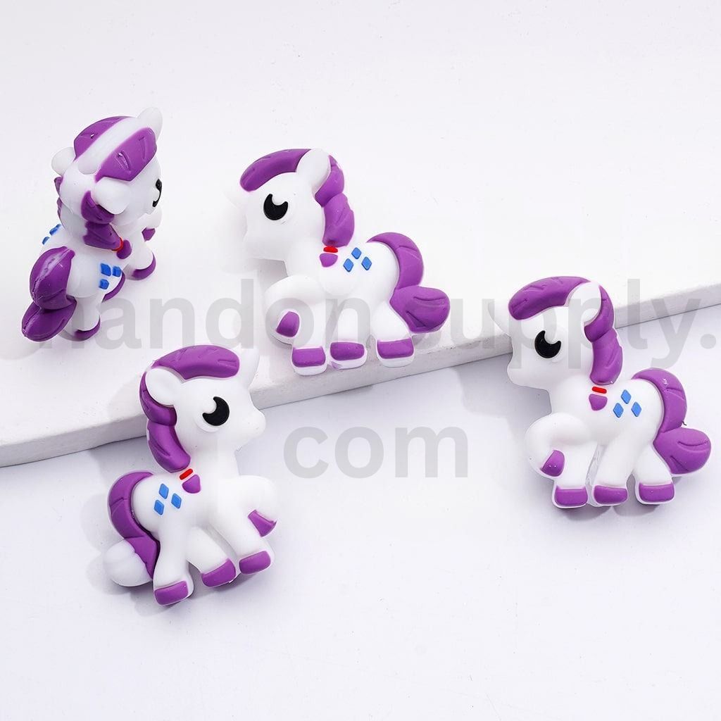 3D My Little Pony Silicone Focal Beads Twilight, Rainbow, Pinkie, Rarity Assorted Styles