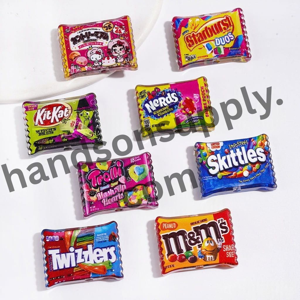 Playful Miniature Realistic Candy and Snack Bag Semi-Clear Acrylic Beads, Diverse Styles, 20*27MM, Random Mix