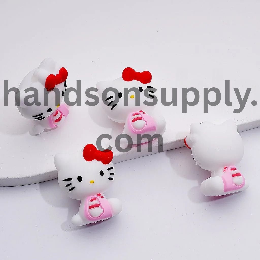 Adorable 3D Cute Cat Character with Bowtie Silicone Focal Beads