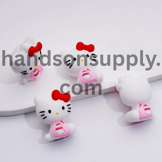 Adorable 3D Cute Cat Character with Bowtie Silicone Focal Beads