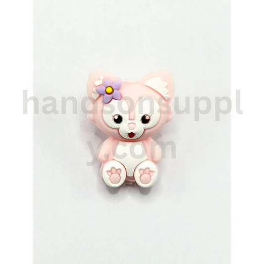 3D Pink Fox Cute LinaBel Classic AnimationCartoon Silicone Focal Beads