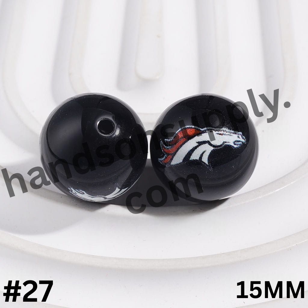 American Football Team Acrylic Beads for Bracelets, 15MM