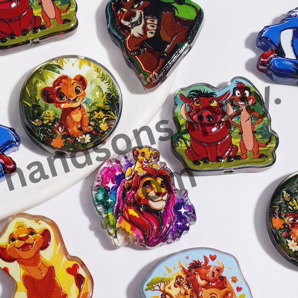 Mighty Lion Leader Character Series Semi-Clear Acrylic Beads, Random Mix