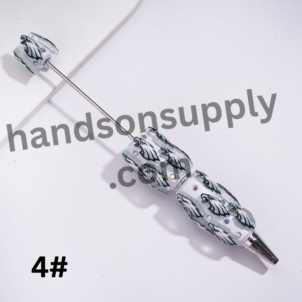 USA Football Team & Baseball Heart Design Series with Sparkling AB Rhinestone Beadable Clay Pens