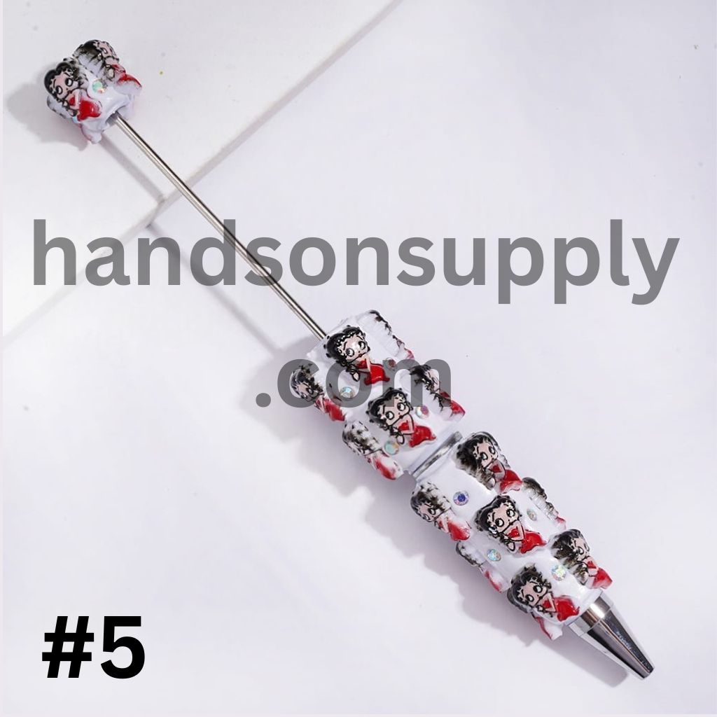 Cute Vintage Old Girl Character Series with Sparkling AB Rhinestone Beadable Clay Pens