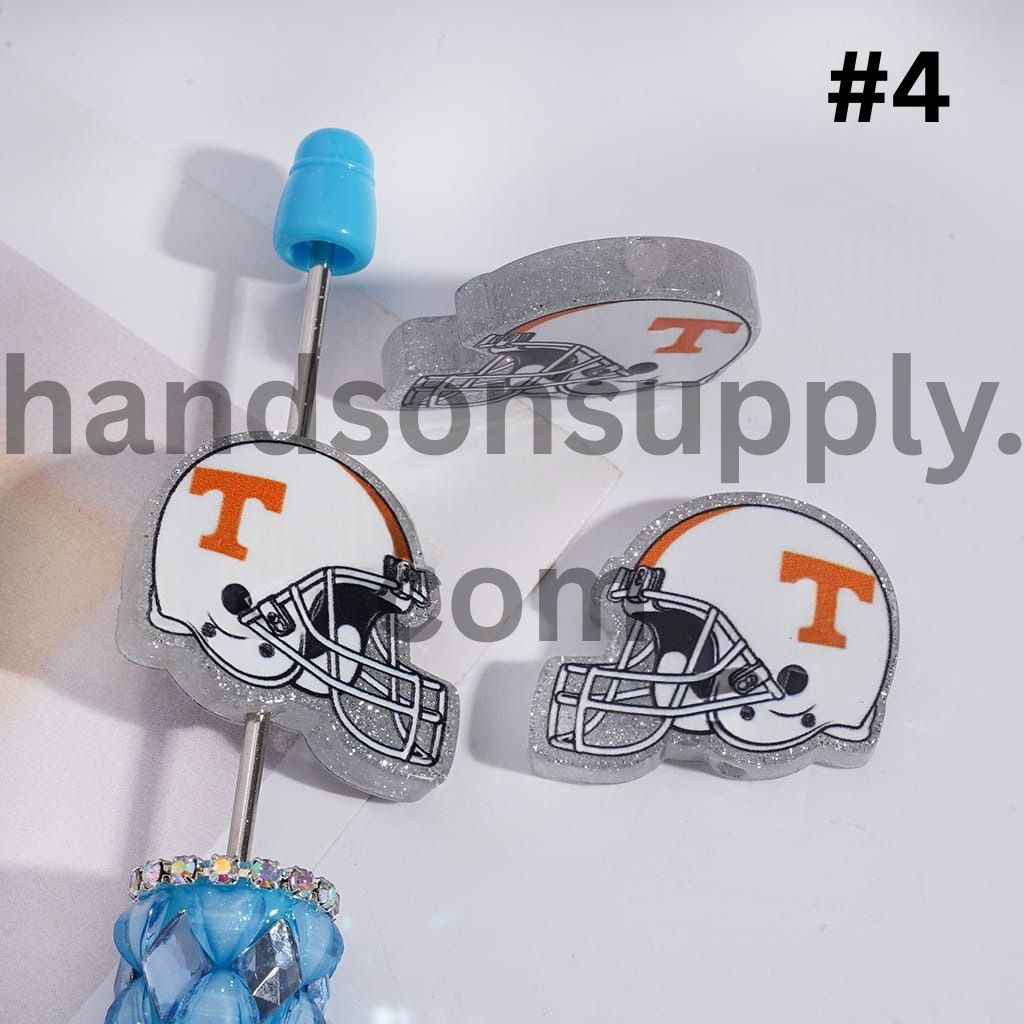 Silver Glitter USA American Football Helmet Shape Acrylic Beads 22*26MM