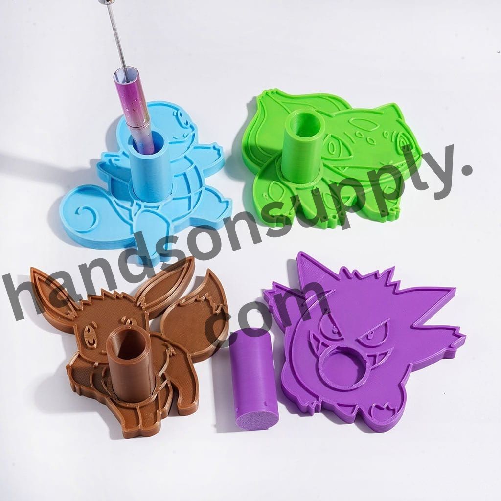 3D Printed Little Electric Monster Design PLA Pen Holder for Pens, Tweezers & Embroidery Needles, Single-Hole Desktop Stand, Multicolor Random Mix, (It Can Removable and Assembleable)