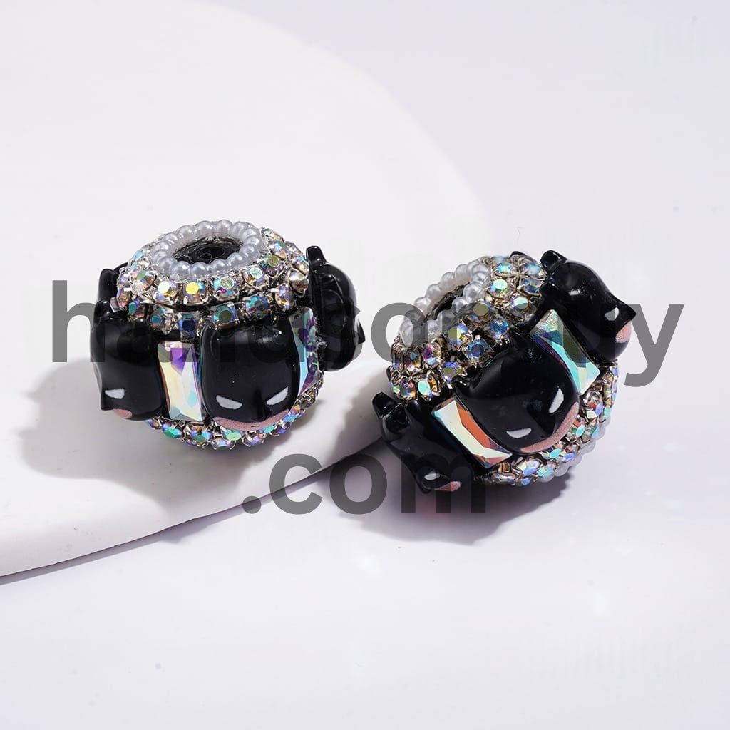 Superhero Character Handmade Acrylic Beads with Clear Rhinestone Chain & AB Crystal Spacer, 22MM, Multi Colors Random Mix