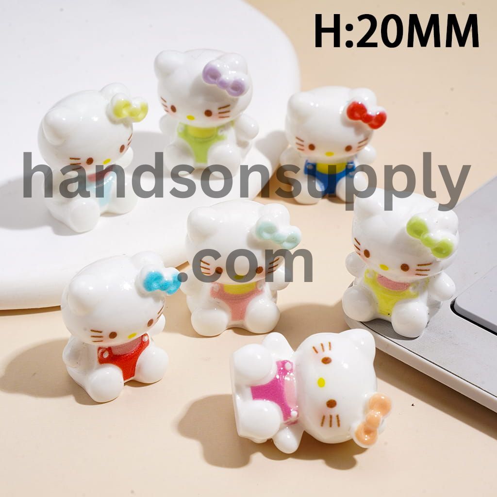 Cute Cat Character Sitting with Mini Bow & Dress Style Cartoon Theme Acrylic Beads for Pen Toppers Jewelry Accessories